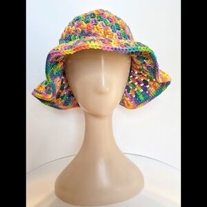 NEW, Crochet sunny bucket hat, handmade, 100% cotton